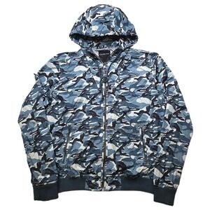 Calvin Klein Jeans Camo Jacket Mens Medium‎ Blue Camouflage Zip Up Hooded